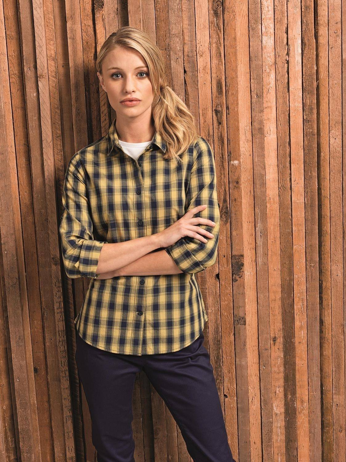 Damska koszula ze wzorem duże kraty