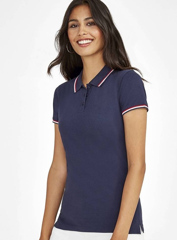 Damska koszulka polo Sol's z kontrastowymi paskami