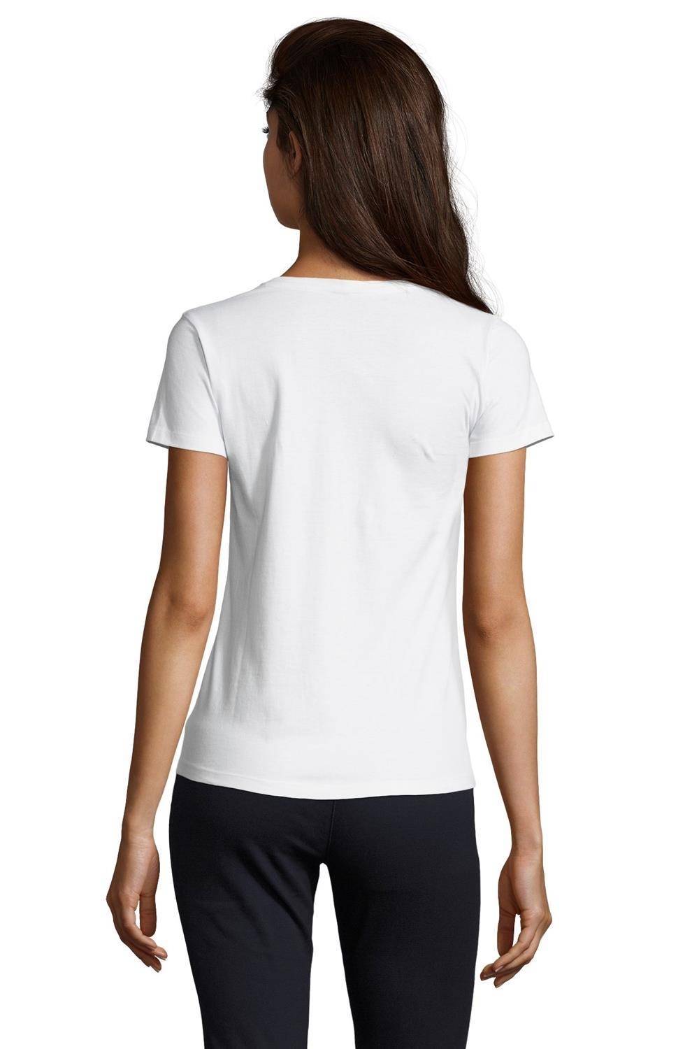 Damska koszulka z prążkowanym dekoltem V-neck