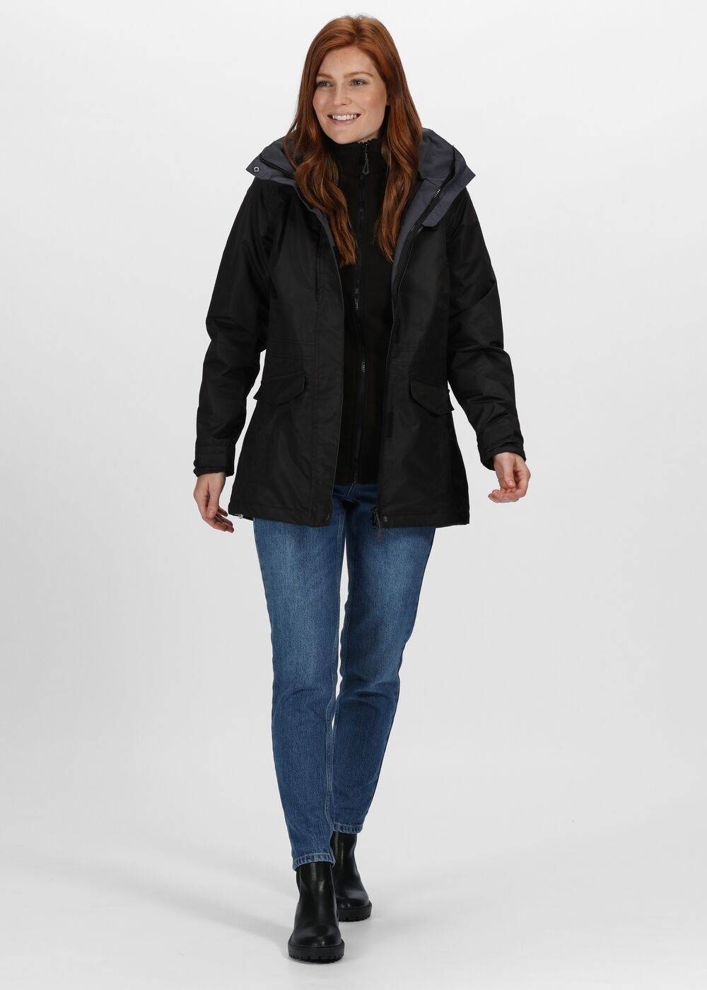 Damska kurtka Regatta z chowanym kapturem i klapą sztormową – 3 w 1