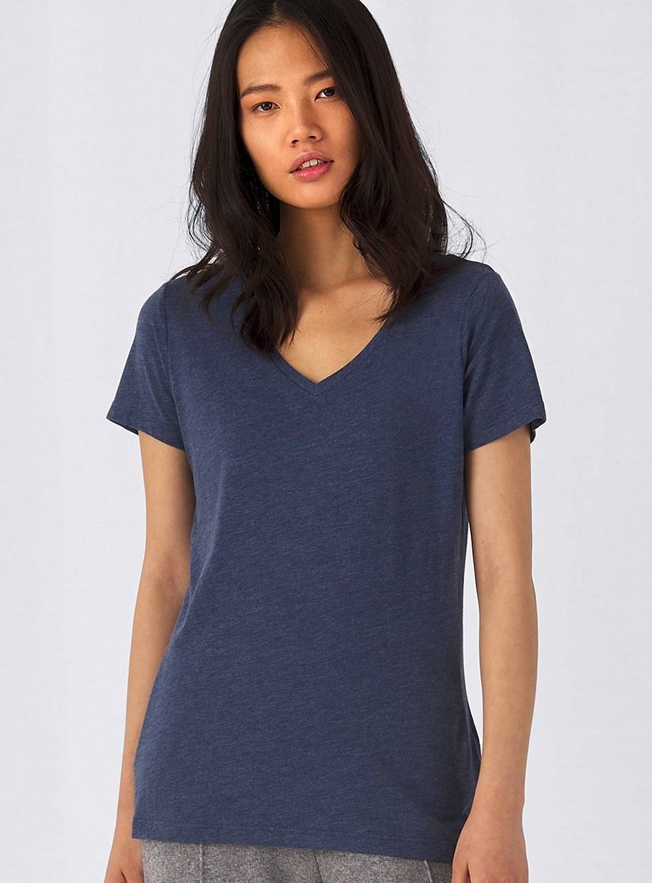 Damska melanżowa koszulka V-Neck B&C