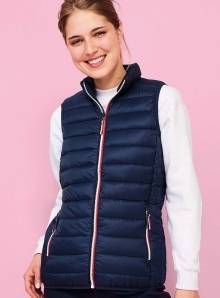 Damski bezrękawnik pikowany z kolorowymi zamkami