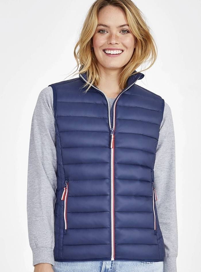 Damski bezrękawnik pikowany z kolorowymi zamkami