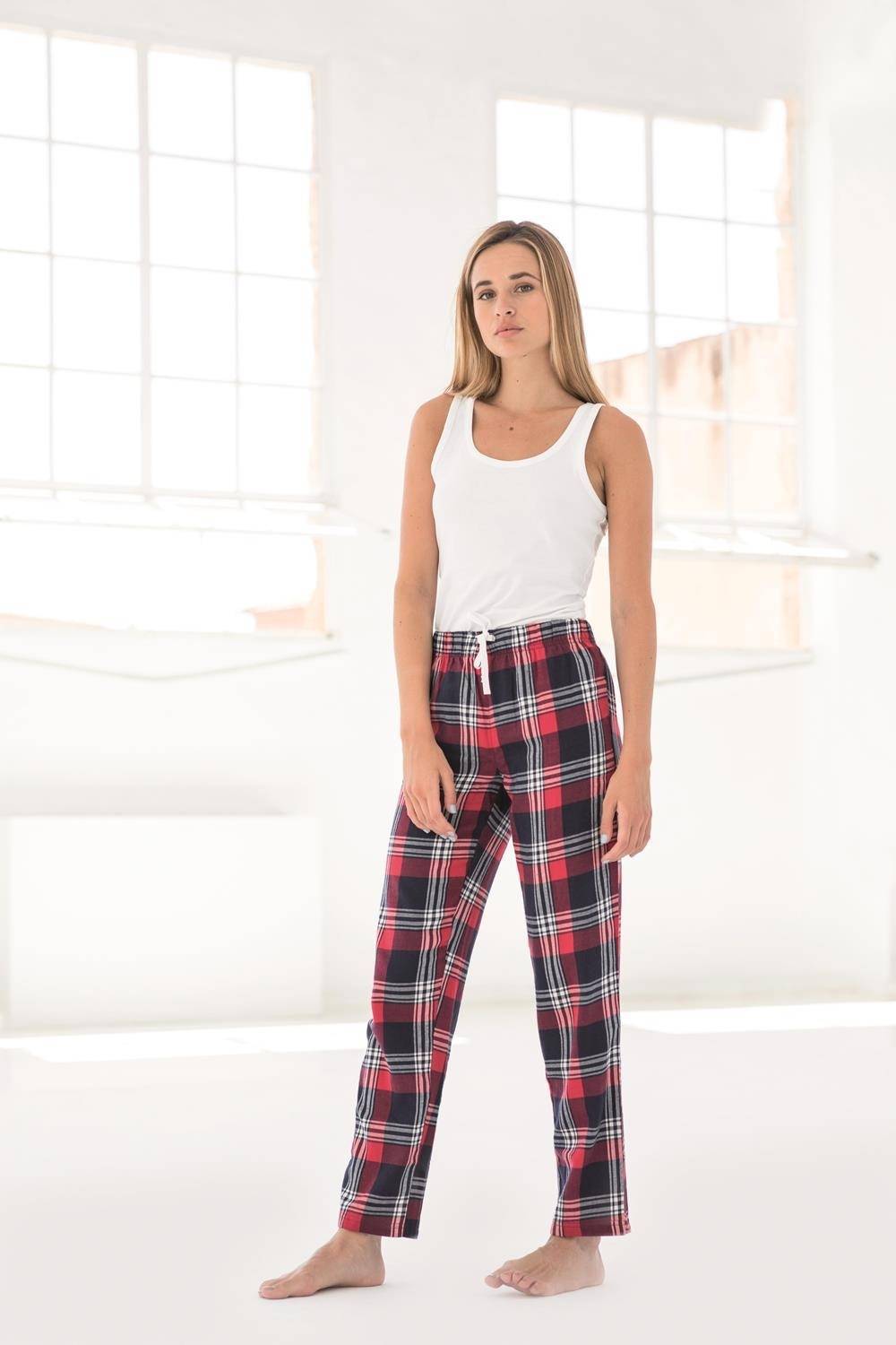 Damskie spodnie w szkocką kratę