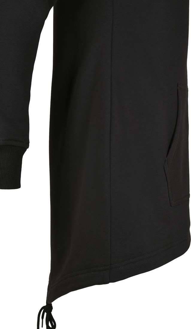 Długa bluza damska z kapturem z wydłużonymi plecami