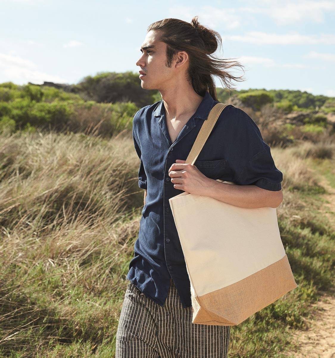 Duża torba na zakupy z juty i bawełny