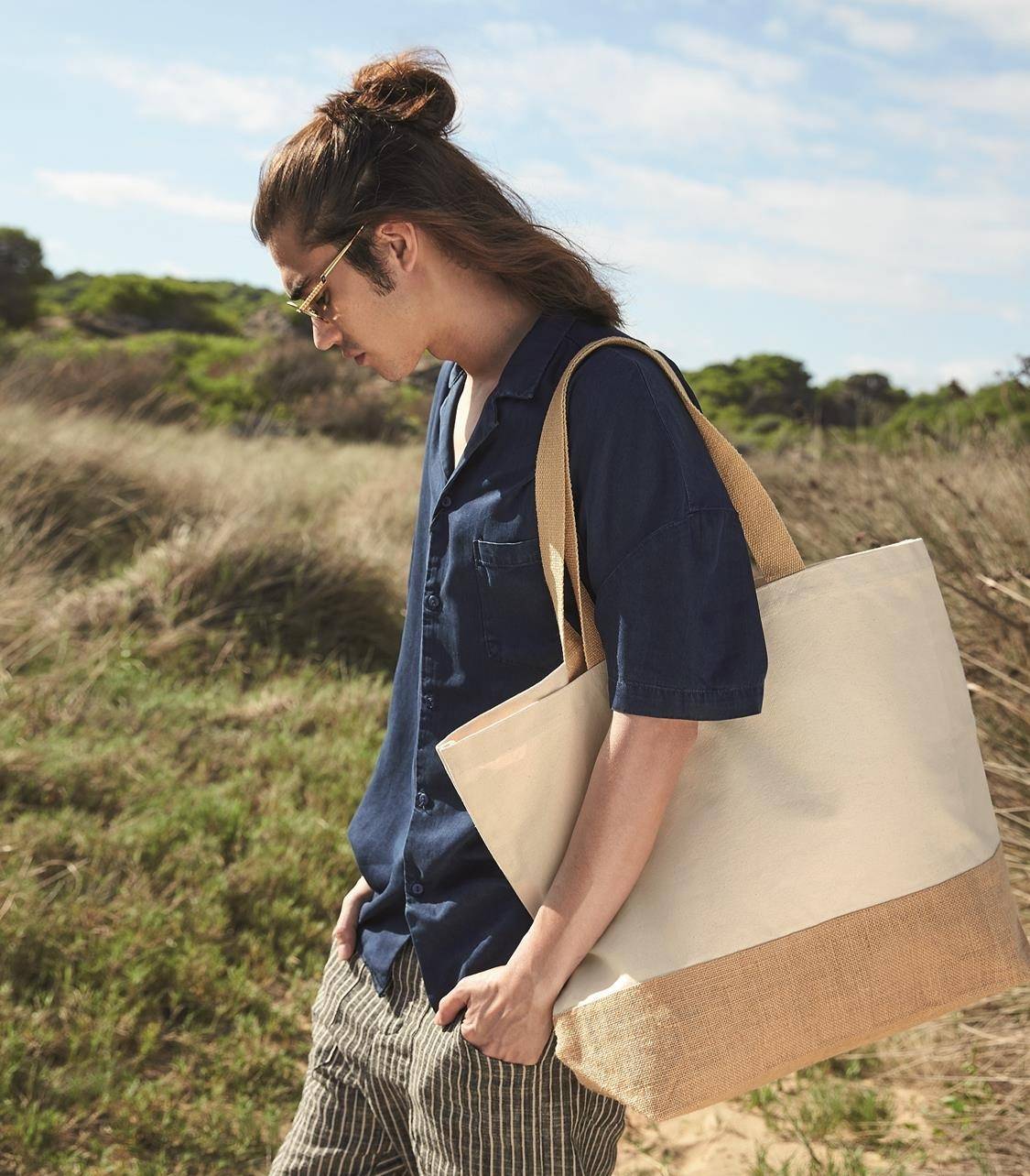 Duża torba na zakupy z juty i bawełny