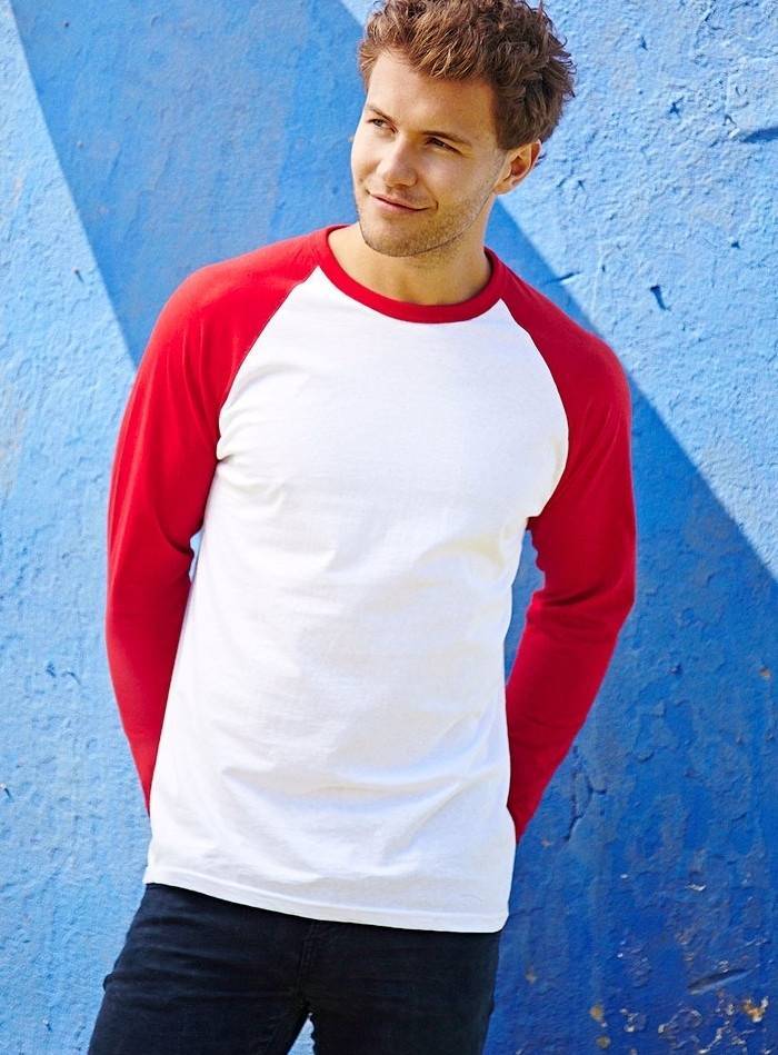 Dwukolorowa bluzka męska z długim rękawem