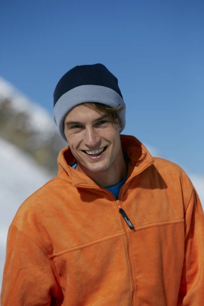 Dwukolorowa wywijana czapka Knitted Cap