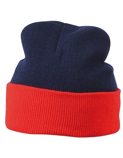 Dwukolorowa wywijana czapka Knitted Cap
