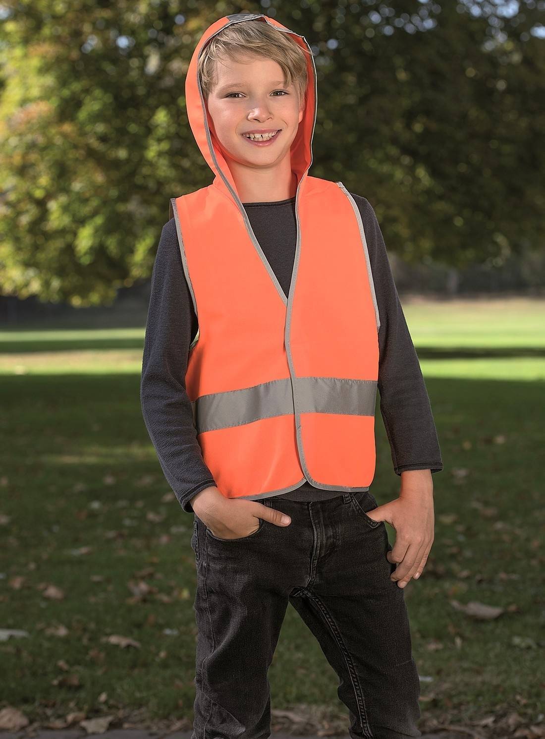 Dziecięca kamizelka odblaskowa z kapturem