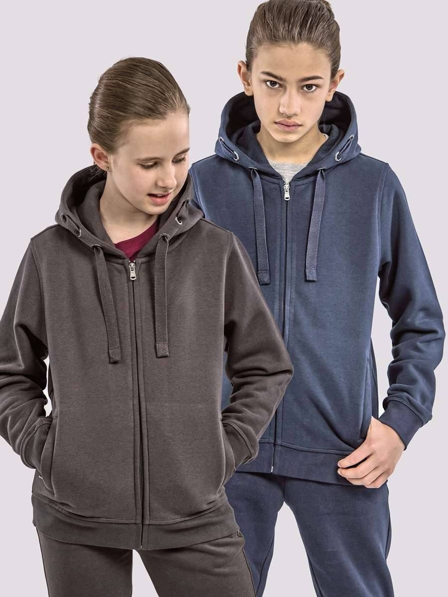 Dziecięca rozpinana bluza Premium z kapturem posiadającym szerokie troczki