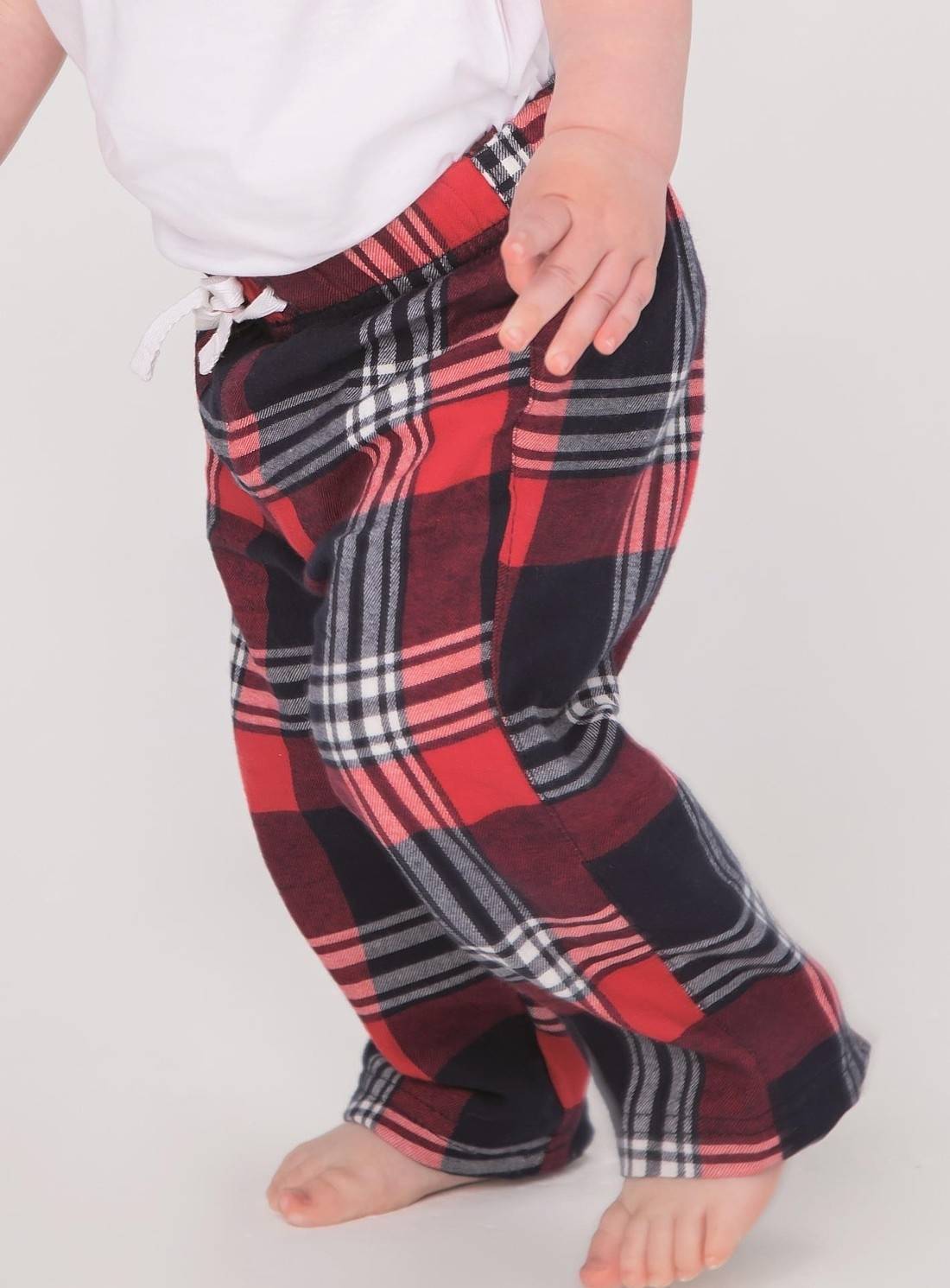 Dziecięce spodnie o flanelowym splocie materiału z elastycznym pasem