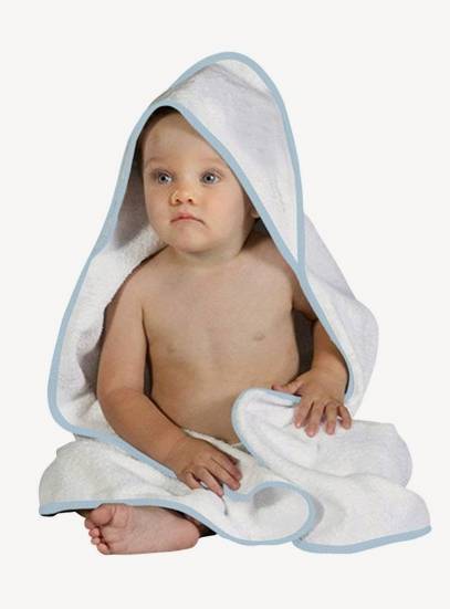 Dziecięcy ręcznik kąpielowy z kapturem i kontrastową lamówką