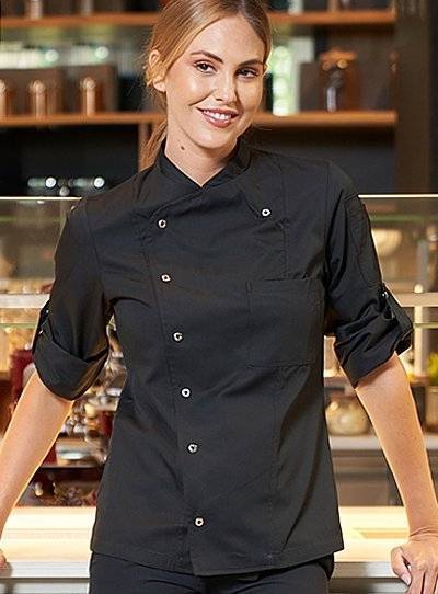 Ekologiczna bluza kucharska z podwijanymi rękawami, model damski