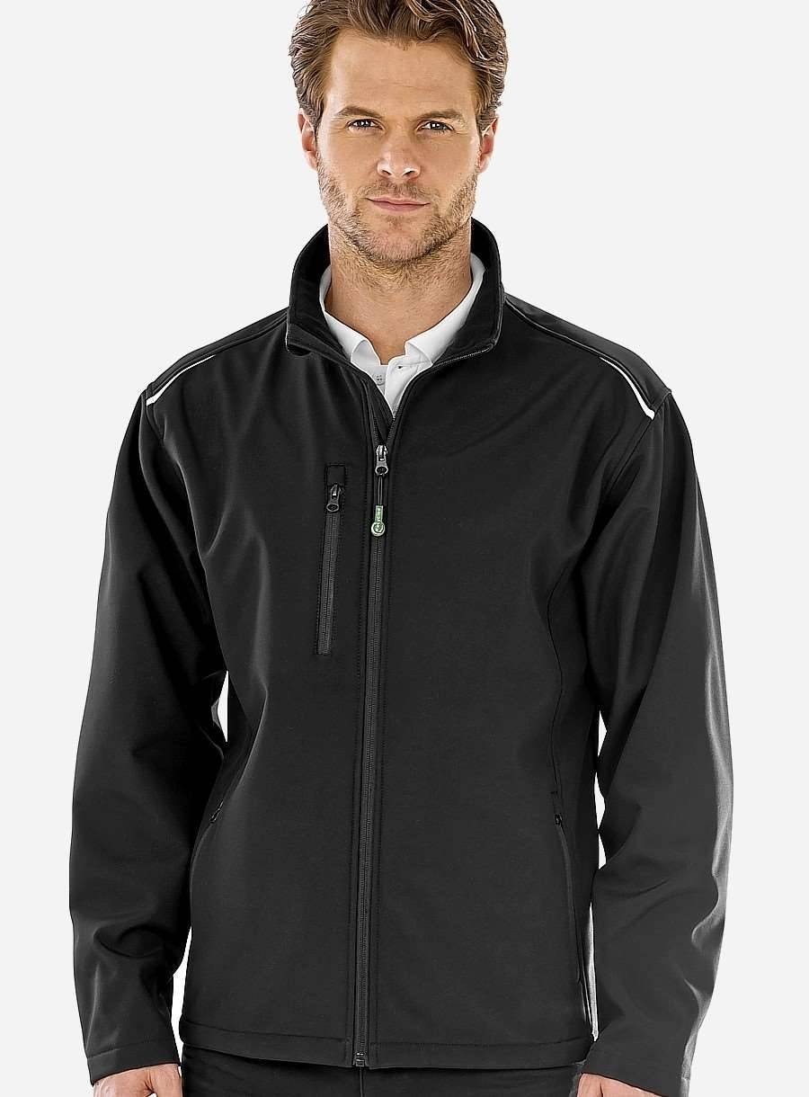 Ekologiczna kurtka softshell z odblaskowymi detalami, wodoodporna i oddychająca