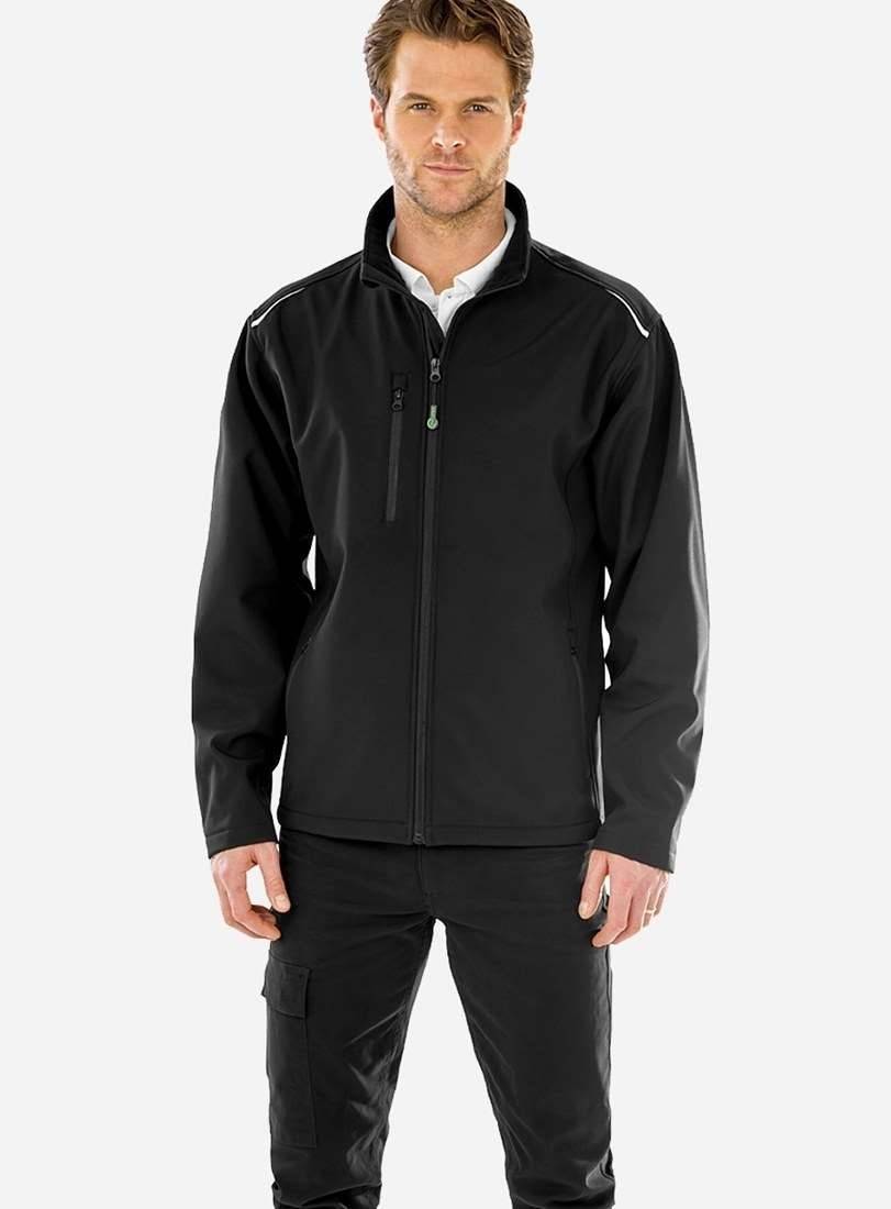 Ekologiczna kurtka softshell z odblaskowymi detalami, wodoodporna i oddychająca