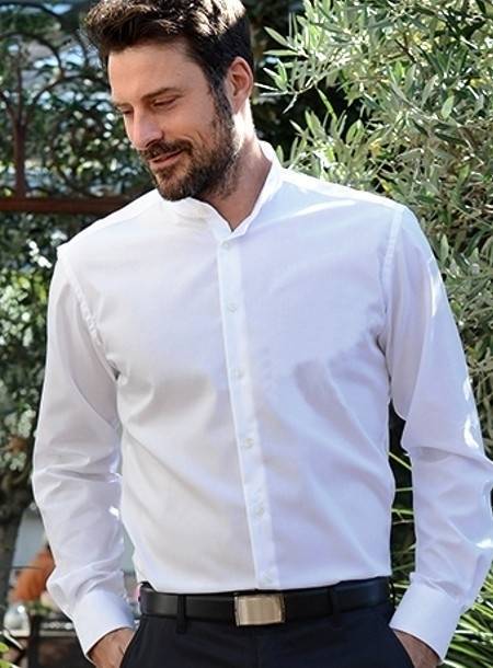 Elegancka koszula męska z kołnierzykiem typu Stójka