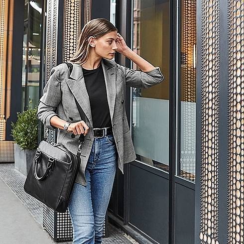 Elegancka torba na laptopa z imitacji skóry z wewnętrzną podszewką