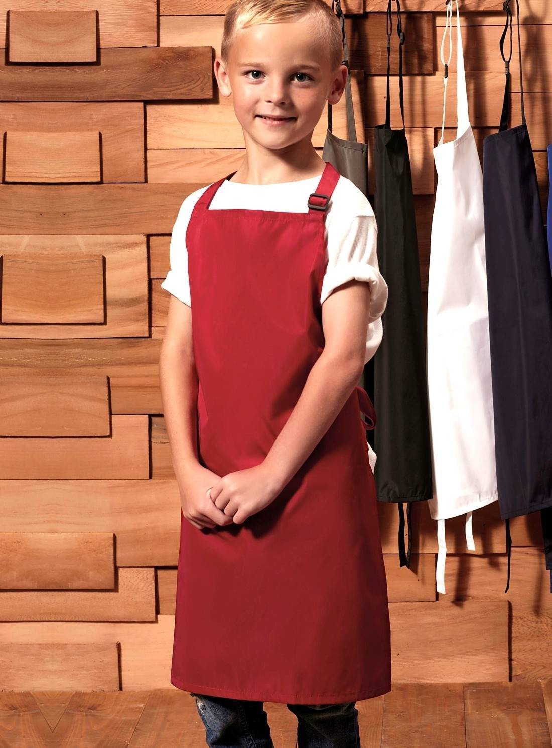Fartuch dziecięcy z regulowanym klamrą paskiem wokół szyi