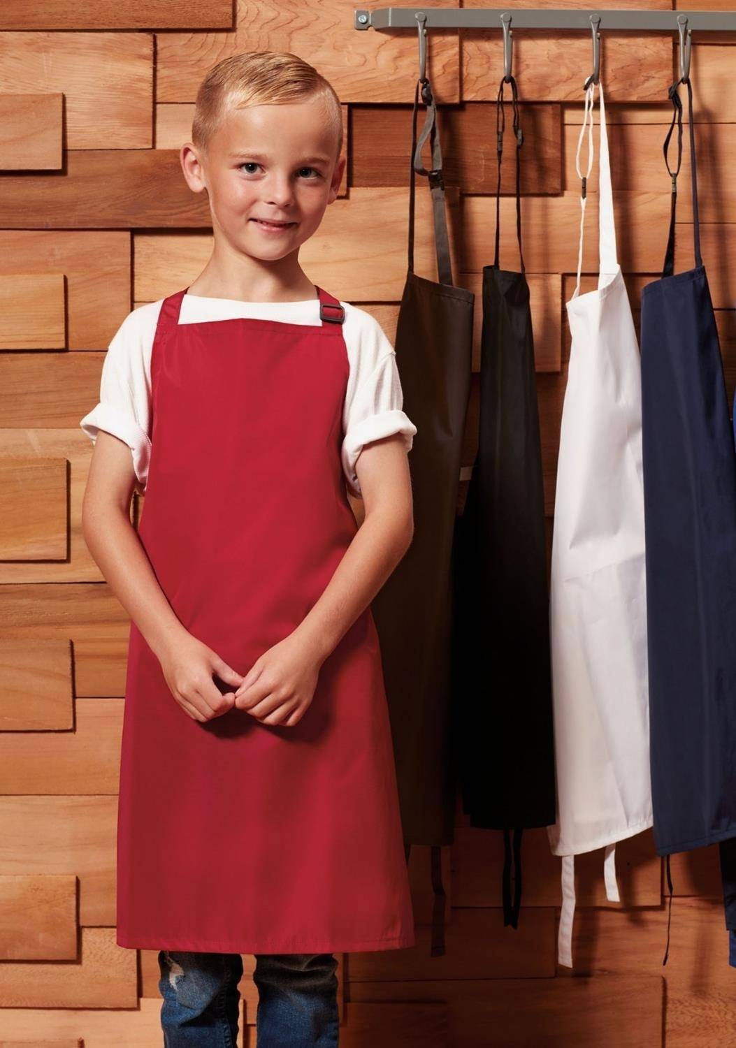 Fartuch dziecięcy z regulowanym klamrą paskiem wokół szyi