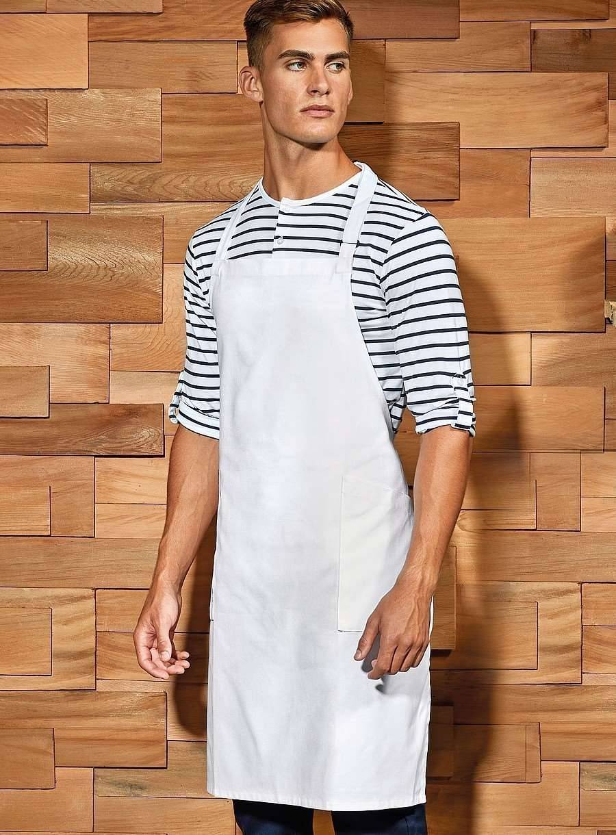 Fartuch gastronomiczny uszyty z bawełny organicznej oraz materiału z recyklingu