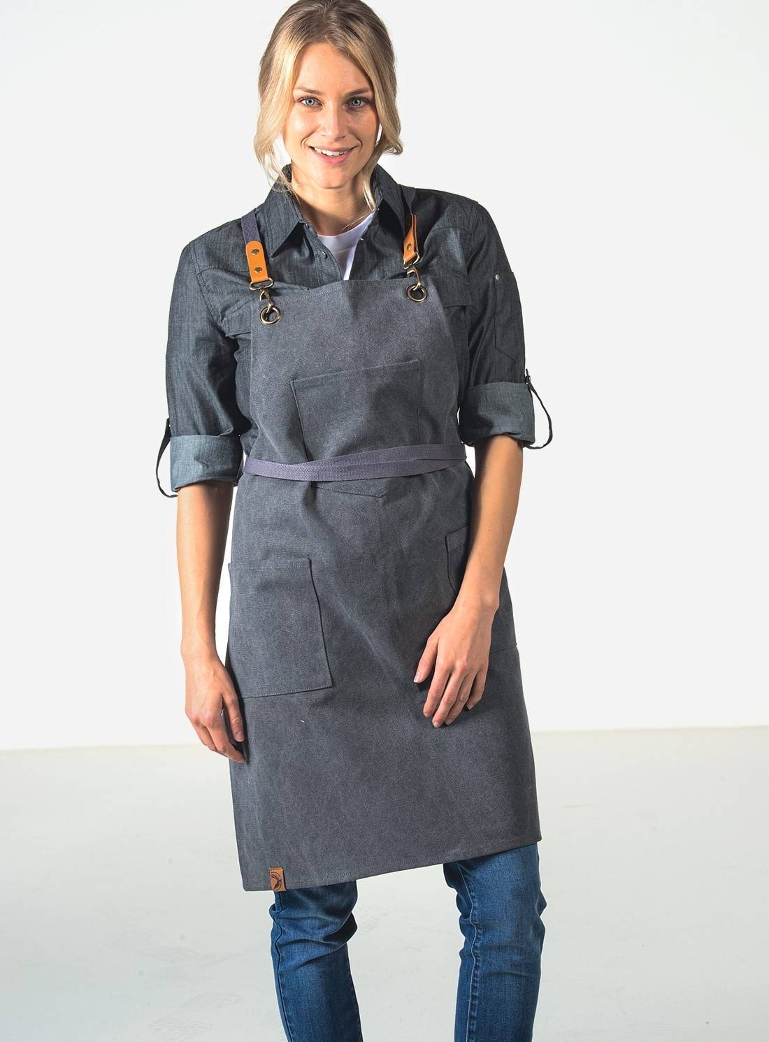 Fartuch kelnerski Exner z kieszeniami wiązany krzyżowo