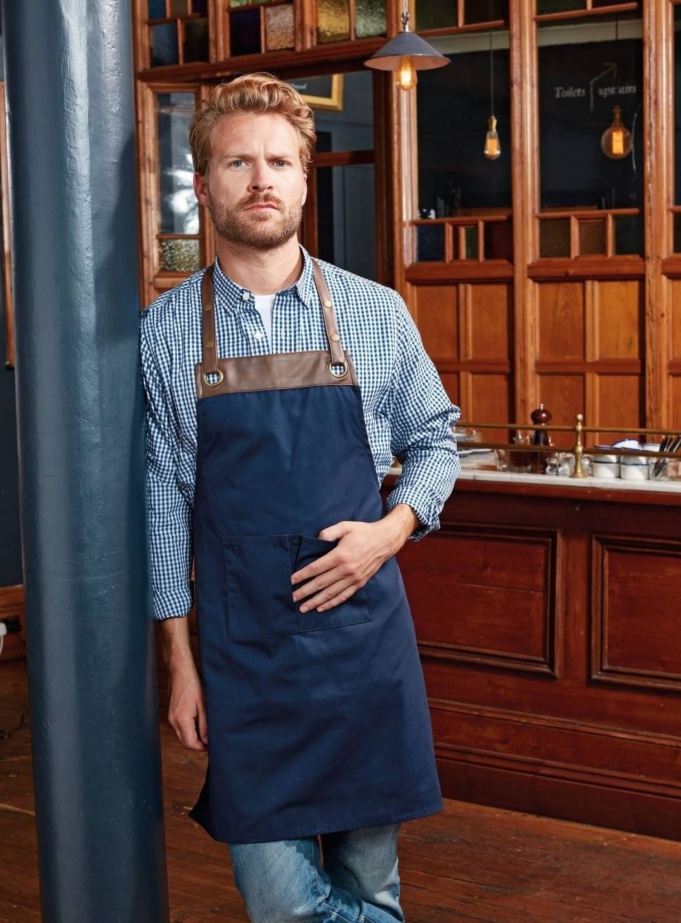 Fartuch kelnerski z dekoracjami ze skóry ekologicznej