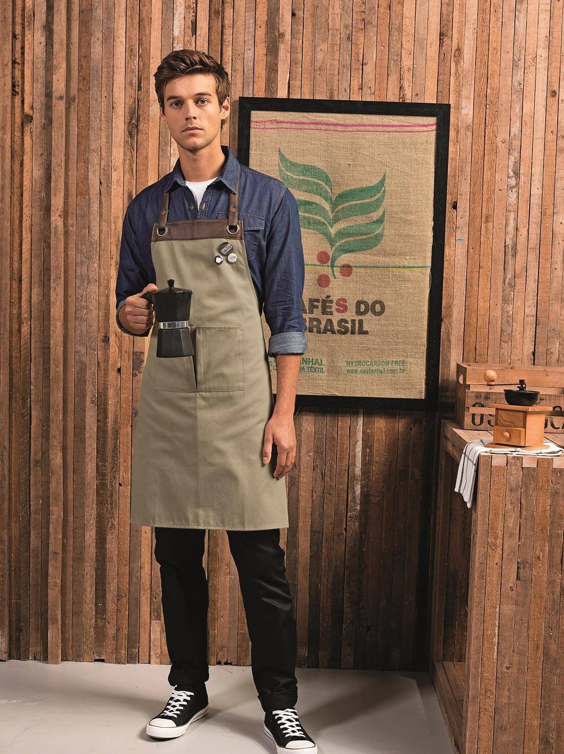 Fartuch kelnerski z dekoracjami ze skóry ekologicznej