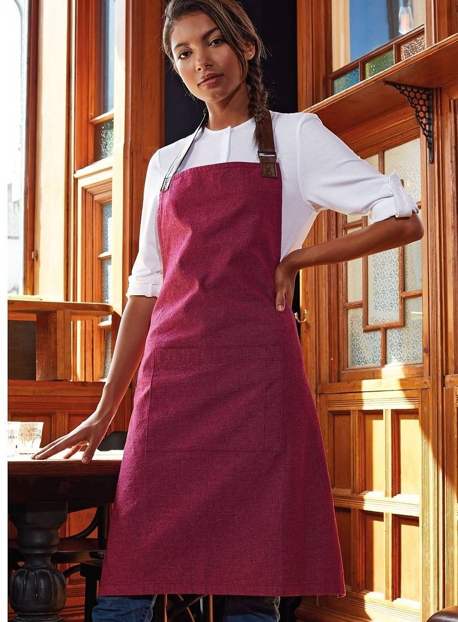 Fartuch kelnerski z imitowanymi skórzanymi pasami i praktycznymi kieszeniami