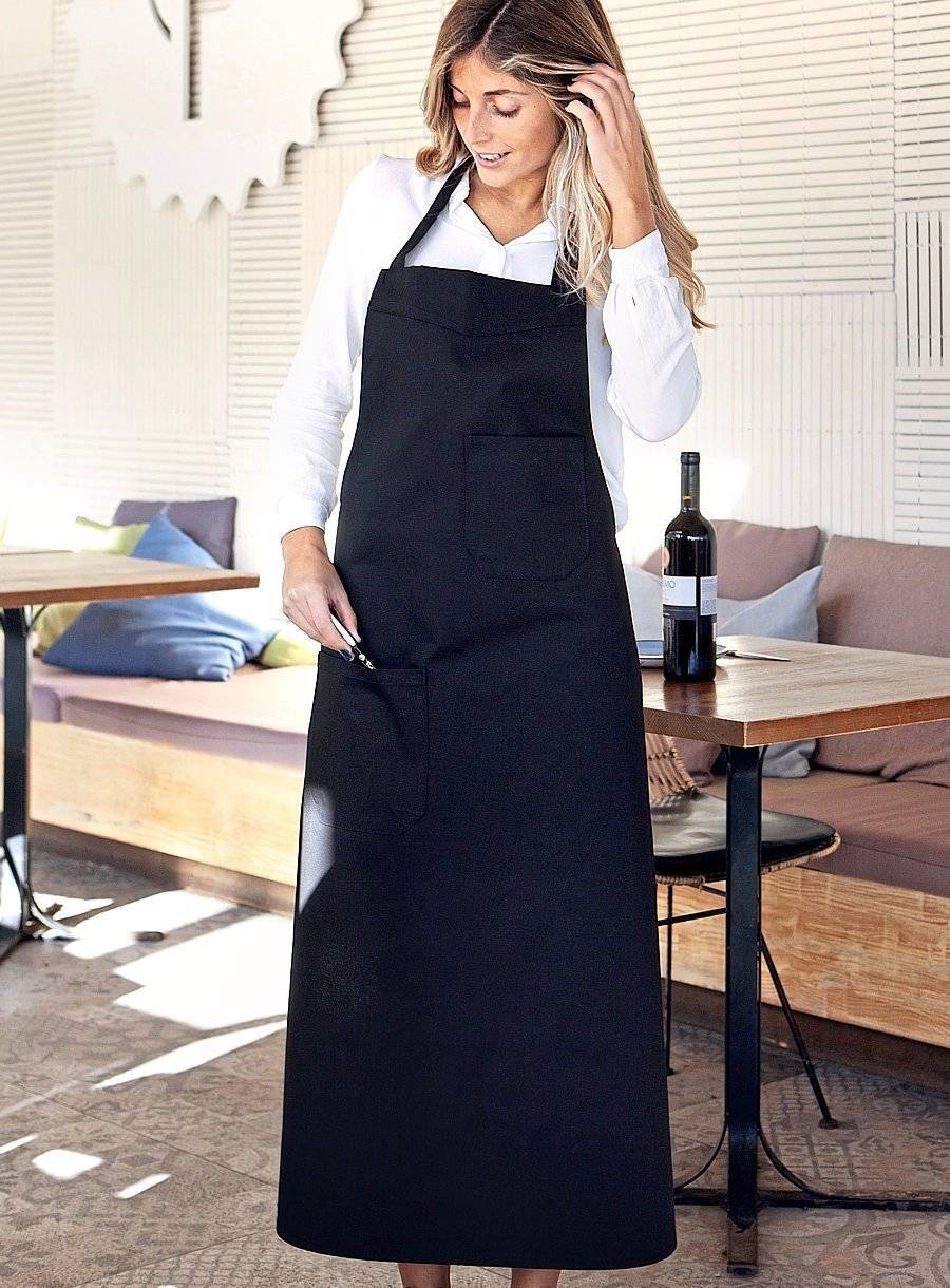 Fartuch kelnerski z kieszenią na piersi oraz biodrach