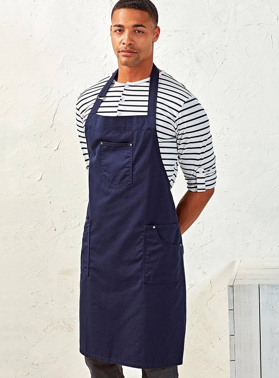 Fartuch kelnerski z trzema kieszeniami i dekoracyjnymi nitami