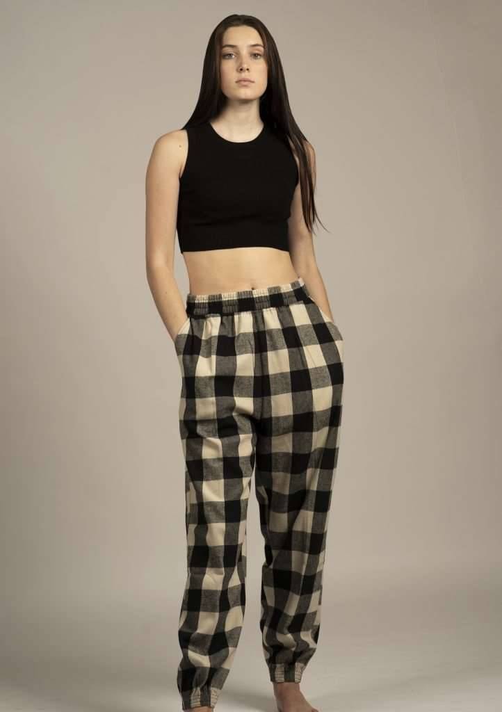 Flanelowe spodnie w stylu Jogger