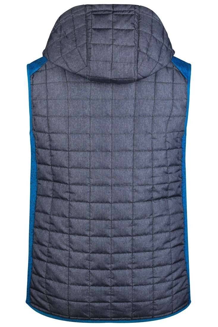 Hybrydowa kamizelka męska z kapturem o pikowanym korpusie i gładkich bokach