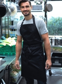 Ekologiczny fartuch z regulowanym klamrą pasem na szyję