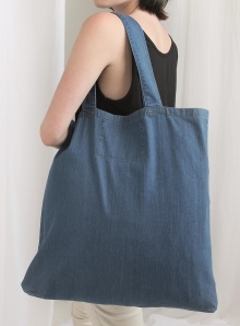 Duża torba jeansowa na zakupy z kieszenią wewnętrzną