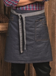 Nabłyszczana zapaska kelnerska z kontrastowym wiązaniem i bocznymi kieszeniami