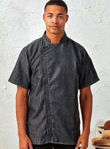 Bluza kucharska zapina na zamek z eleganckim kołnierzykiem typu stójka