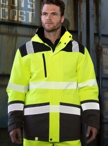 Oddychająca kurtka odblaskowa z klapą sztormową zapinaną na rzep