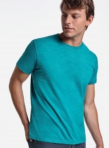 Koszulka o melanżowej strukturze materiału z kontrastowym paskiem wewnętrznym