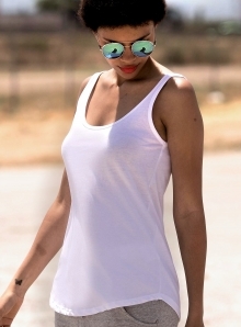 Podkoszulek damski o luźnym fasonie z wydłużonymi plecami