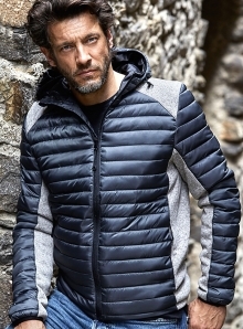 Pikowana kurtka męska z bocznymi melanżowymi panelami