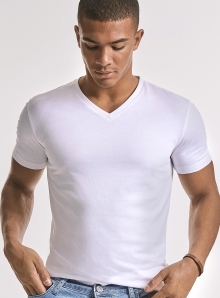 Koszulka męska z bawełny organicznej Russell z dekoltem w szpic