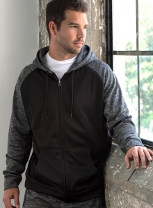 Męska dwukolorowa bluza z kapturem z raglanowymi rękawami