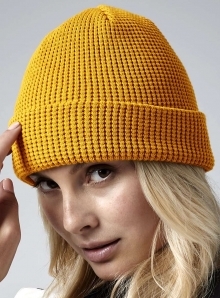 Ekologiczna czapka zimowa o waflowym splocie, wykonana z bawełny organicznej