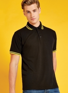 Koszulka polo z ozdobnymi paskami i rozcięciami bocznymi