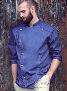 Jeansowa bluza kucharska z kontrastowymi szwami