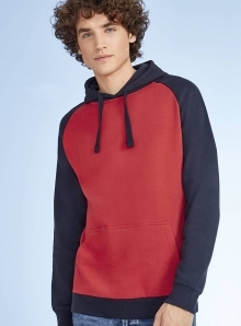 Bluza z kapturem w stylu bejsbolowym z raglanowymi rękawami