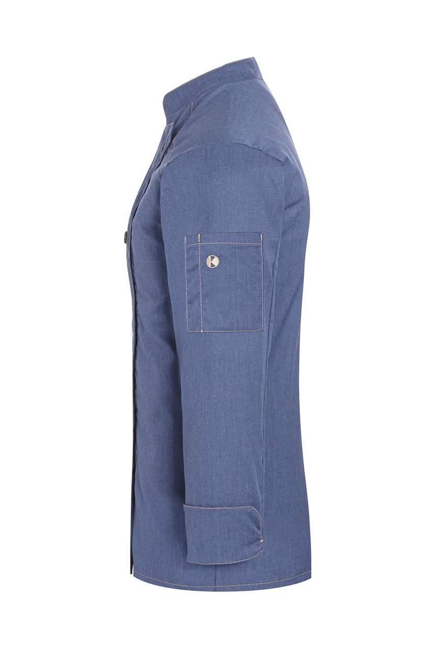 Jeansowa bluza kucharska damska z kieszenią na ramieniu