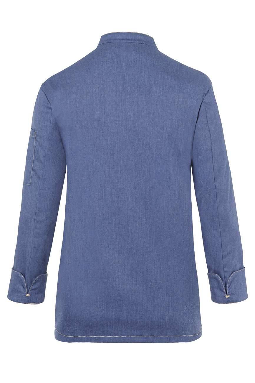 Jeansowa bluza kucharska damska z kieszenią na ramieniu